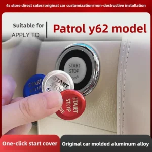 for nissan patrol y62 modification: one button start button decorative protective cover, ignition switch key refit