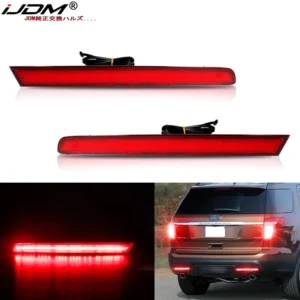 ijdm car rear fog lamps red led bumper reflector lights with for 2011 2015 ford explorer function as tail or rear fog lamps 12v