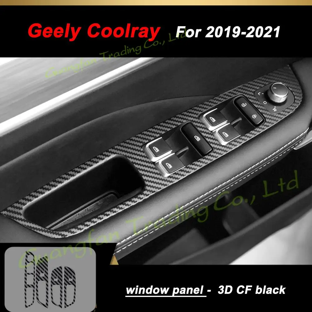 for geely coolray 2019 2021 3d/5d carbon fiber car interior cover center console color sticker decals products parts for geely coolray 2019 2021 3d/5d carbon fiber car interior cover center console color sticker decals products parts