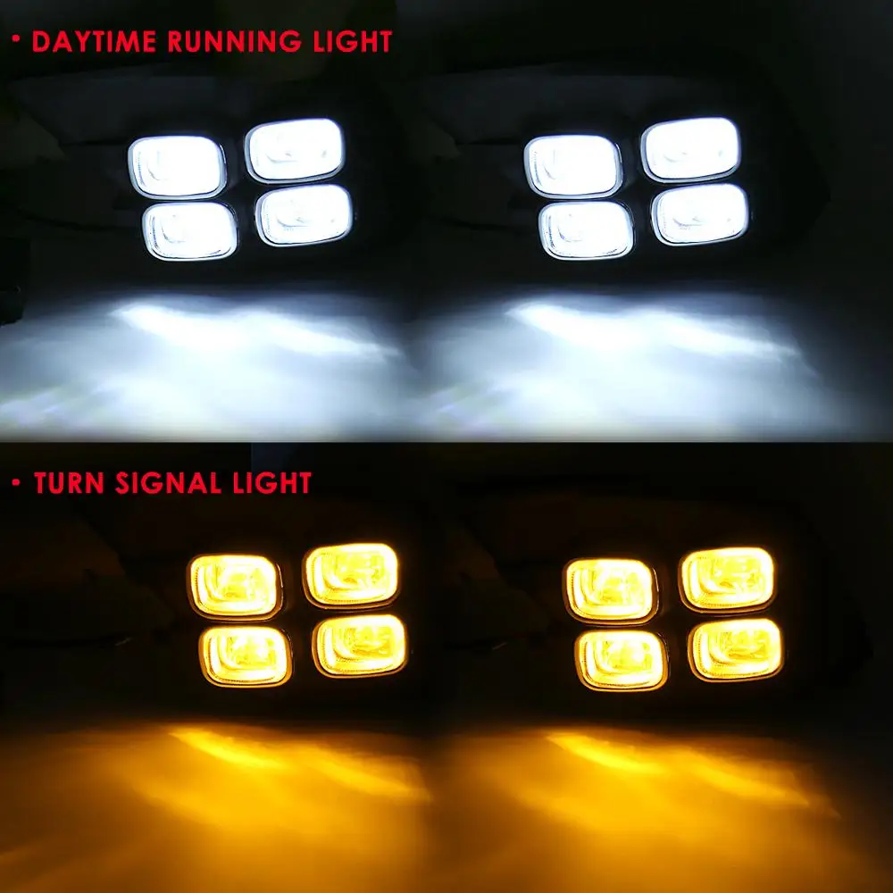 fog light auto led daytime running light for toyota hilux revo 2015 2016 car driving bumper with yellow turn signal fog light auto led daytime running light for toyota hilux revo 2015 2016 car driving bumper with yellow turn signal