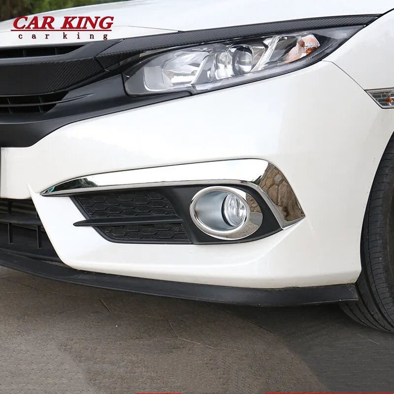 for honda civic 10th sedan 2016 2017 2018 abs chrome front foglight cover trim fog light lamp eyelid strip car 2pcs for honda civic 10th sedan 2016 2017 2018 abs chrome front foglight cover trim fog light lamp eyelid strip car 2pcs