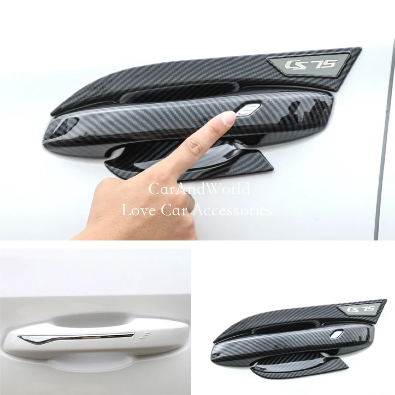 for changan cs75plus cs75 plus 2020 2024 abs carbon fiber door handle bowl frame protector cover trims car moulding for changan cs75plus cs75 plus 2020 2024 abs carbon fiber door handle bowl frame protector cover trims car moulding