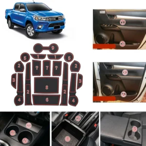 for toyota hilux revo 4 door 2016 2017 2018 2019 2020 2021 accessories door slot pad rubber mat water cup anti slip mats