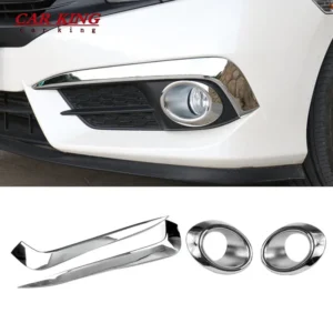 for honda civic 10th sedan 2016 2017 2018 abs chrome front foglight cover trim fog light lamp eyelid strip car accessories 2pcs