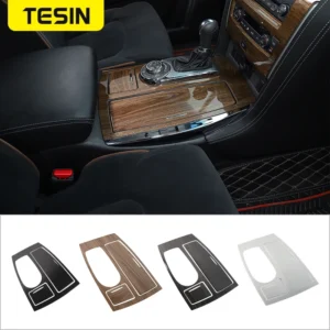 tesin abs car gear panel decorative frame gear box cover trim sticker for nissan patrol 2017+ interior parts car accessories