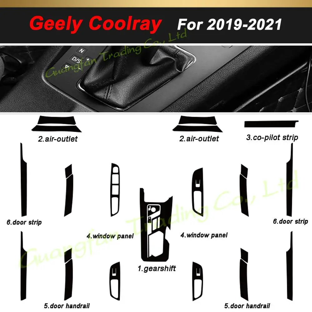 for geely coolray 2019 2021 3d/5d carbon fiber car interior cover center console color sticker decals products parts accessories for geely coolray 2019 2021 3d/5d carbon fiber car interior cover center console color sticker decals products parts accessories