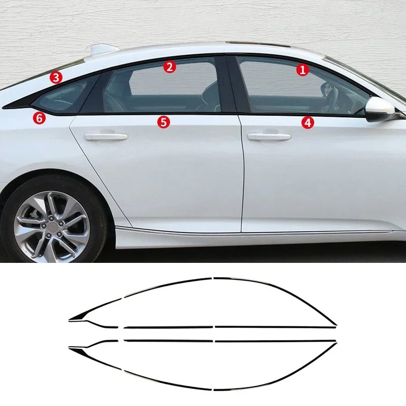 for honda accord 2018 2019 2020 2021 2022 stainless steel black exterior window molding strip sill side cover trim 12pcs for honda accord 2018 2019 2020 2021 2022 stainless steel black exterior window molding strip sill side cover trim 12pcs