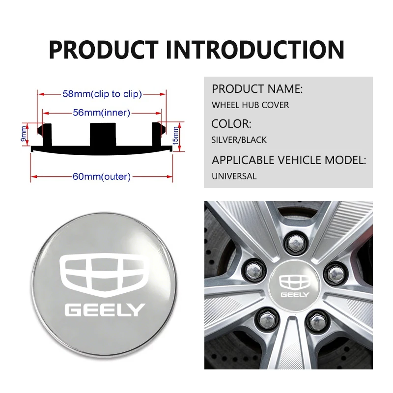 for geely 4pcs car wheel center hub cap 60mm universal anti scratch hub protector tugella atlas pro coolray geometry c emgrand for geely 4pcs car wheel center hub cap 60mm universal anti scratch hub protector tugella atlas pro coolray geometry c emgrand