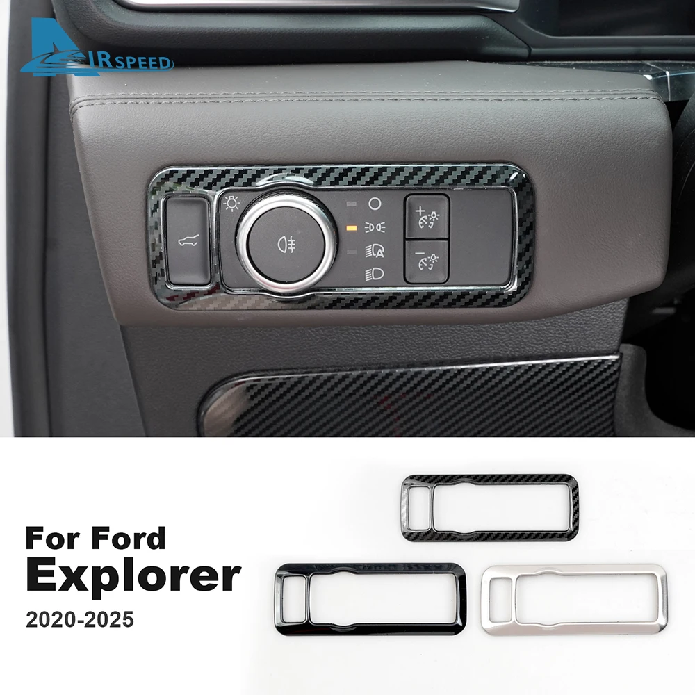 stainless steel car headlight switch frame for ford explorer 2020 2021 2022 2023 2024 2025 carbon fiber texture interior sticker stainless steel car headlight switch frame for ford explorer 2020 2021 2022 2023 2024 2025 carbon fiber texture interior sticker