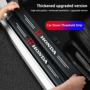 car door sill stickers carbon fiber leather anti stepping protector for honda civic fit accord prelude crv 5th city crz crx jazz