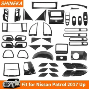 shineka car abs carbon fiber grain interior decoration cover stickers for nissan patrol y62 2017 2018 2019 2020 up accessories