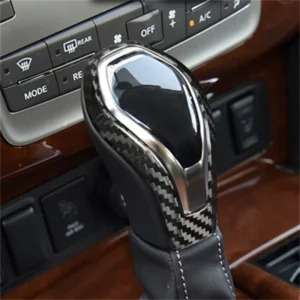 car gear shift knob shifter cover for infiniti q50 q60 qx60 qx80 2018 2022 accessories interior hard real carbon fiber sticker