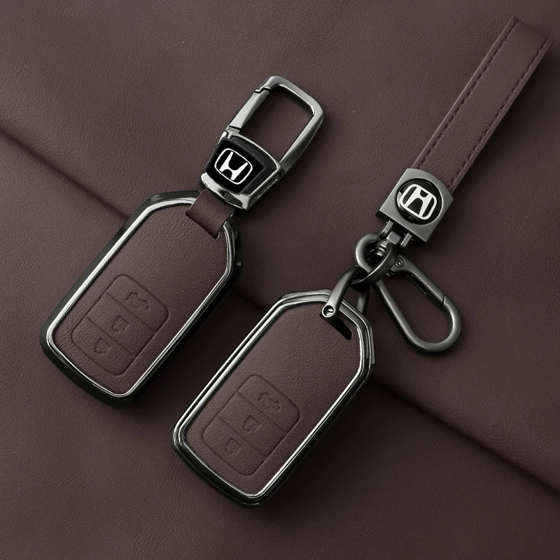 zinc alloy leather car key case cover shell holder for honda vezel city civic jazz brv br v hrv protector keychain zinc alloy leather car key case cover shell holder for honda vezel city civic jazz brv br v hrv protector keychain