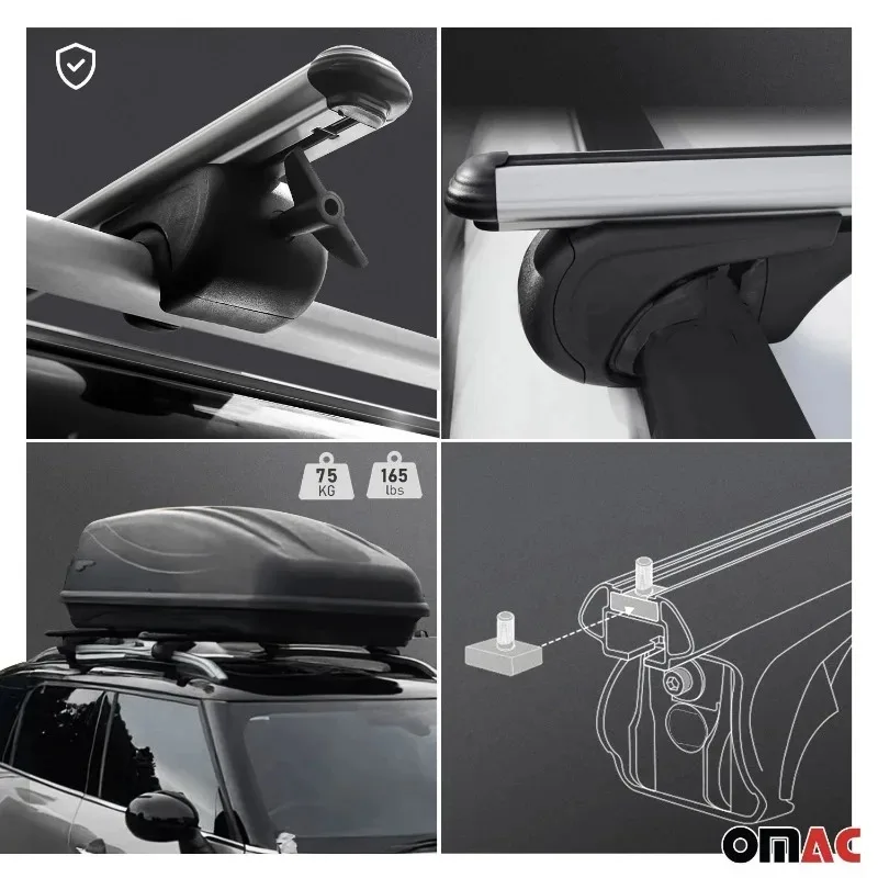 roof rack cross bars for gmc acadia 2024 2026, alu silver luggage carrier 2 pcs roof rack cross bars for gmc acadia 2024 2026, alu silver luggage carrier 2 pcs