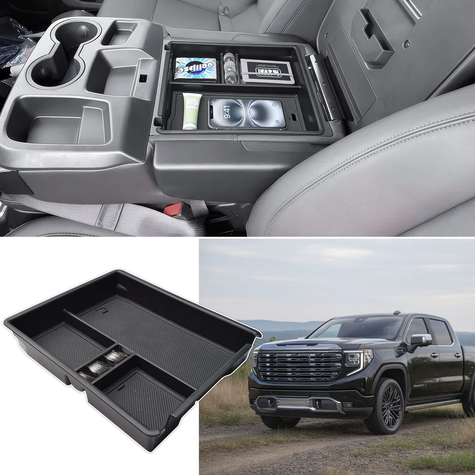 for 2020 2025 2026 chevrolet silverado/gmc sierra 1500 2500hd 3500hd center console organizer tray interior storage armrest box for 2020 2025 2026 chevrolet silverado/gmc sierra 1500 2500hd 3500hd center console organizer tray interior storage armrest box