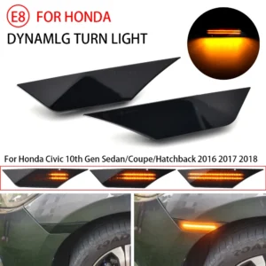 dynamic smoked led side marker lights for honda civic 10th gen 2016 2017 2018 2019 2020 2021 canbus turn signal lamps