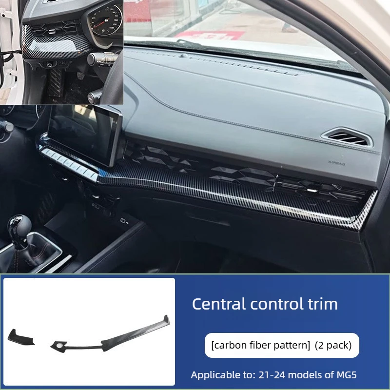 for mg mg5 2021 2022 2023 2024 car interior modification, central control decorative strip, carbon fiber abs decorative frame for mg mg5 2021 2022 2023 2024 car interior modification, central control decorative strip, carbon fiber abs decorative frame