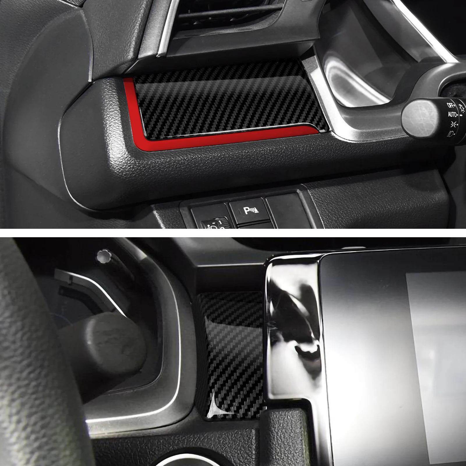 for honda civic 10th gen (2016 2021) , car center console dashboard panel carbon fiber abs interior sticker red line for honda civic 10th gen (2016 2021) , car center console dashboard panel carbon fiber abs interior sticker red line