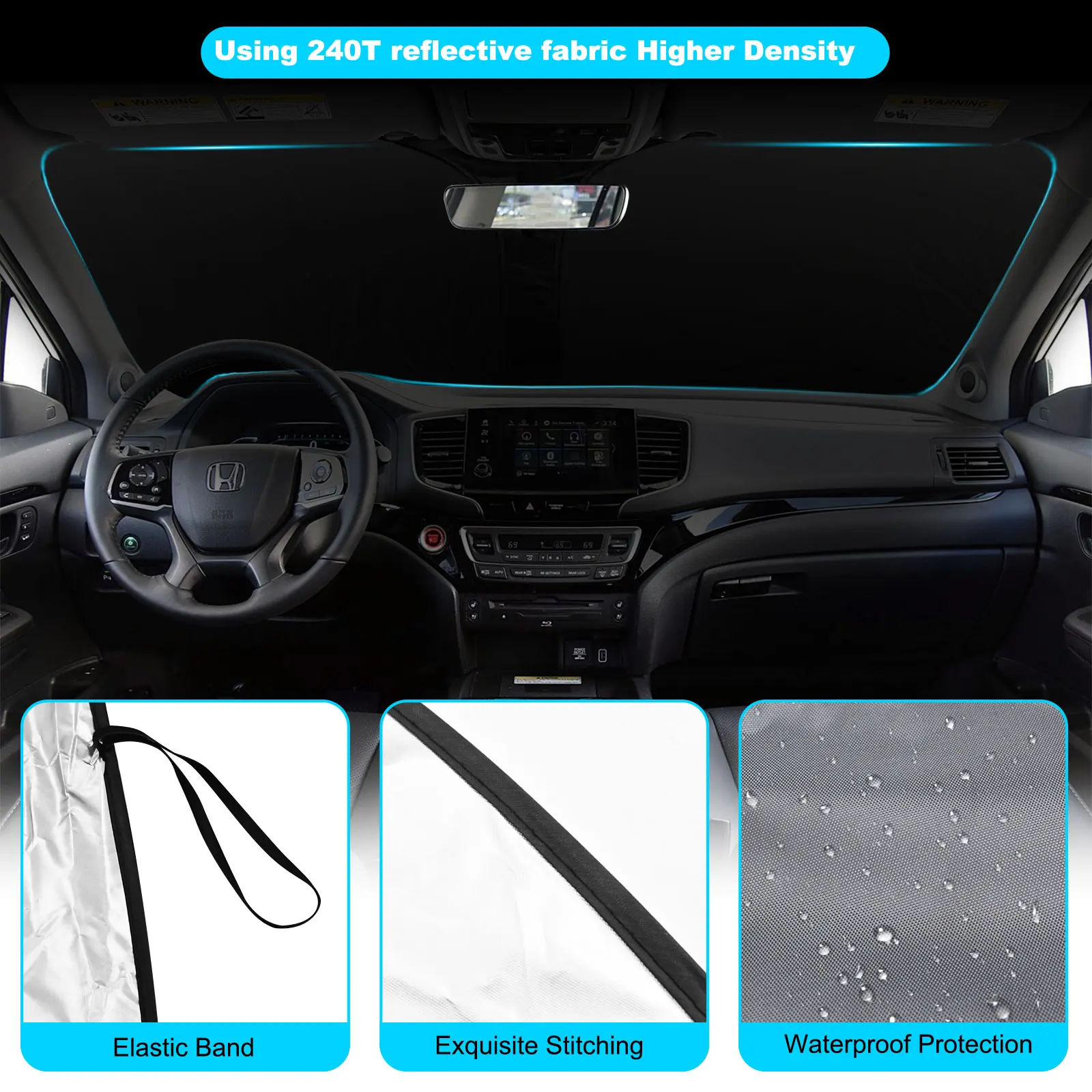 custom fit for honda pilot 2016 2025 car front windshield sun shade uv rays block cover custom fit for honda pilot 2016 2025 car front windshield sun shade uv rays block cover