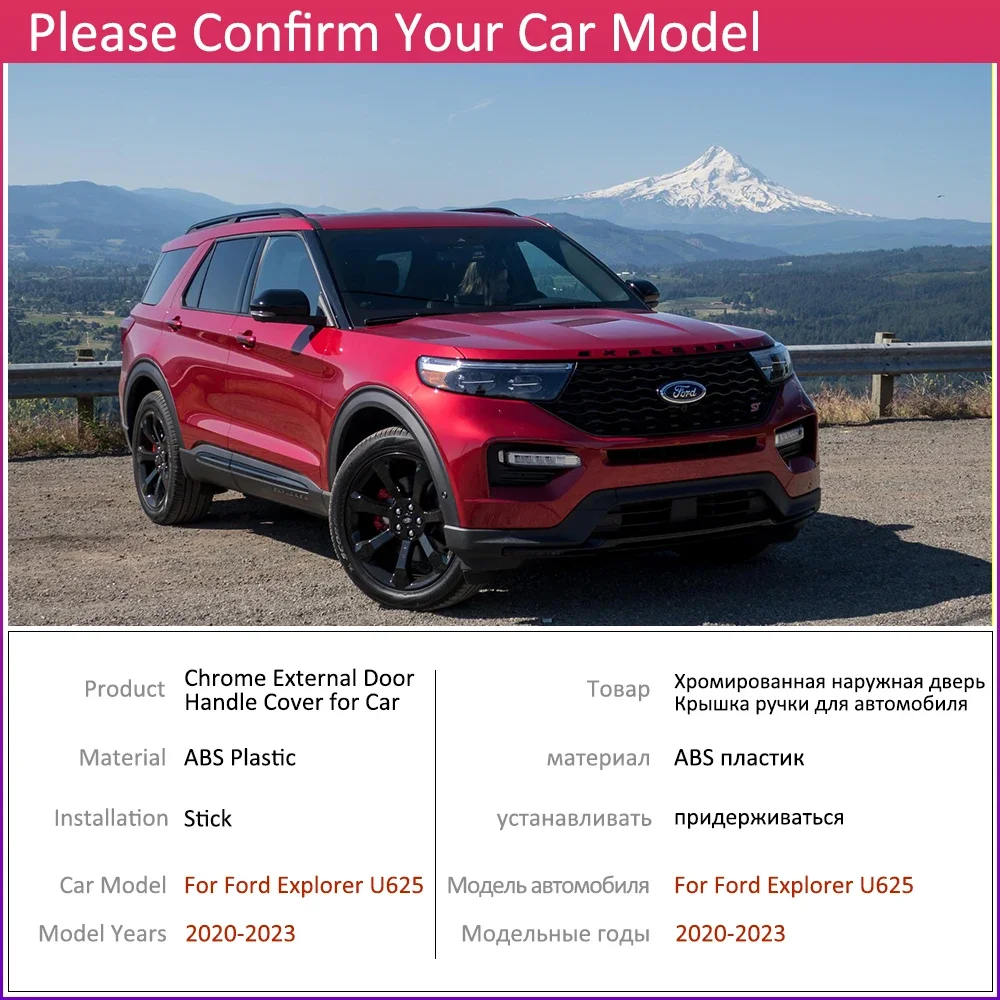 for ford explorer u625 2020 2021 2022 2023 chrome gloss black carbon fiber car smart door handle cover trim external stickers for ford explorer u625 2020 2021 2022 2023 chrome gloss black carbon fiber car smart door handle cover trim external stickers