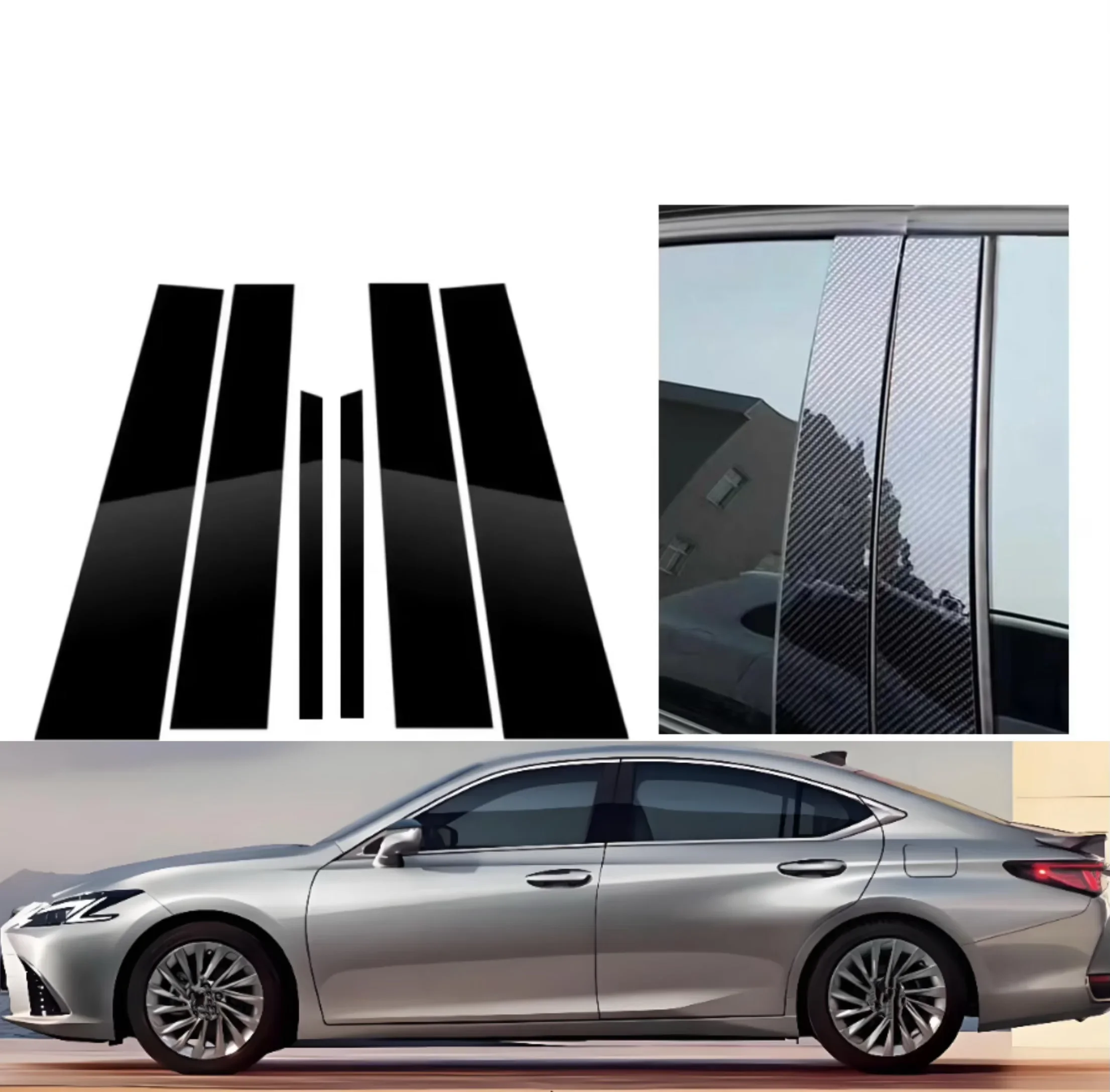 exterior styling for lexus es 200 250 260 300h 350 2019 2022 6pcs high gloss black b & c pillar cover trim full protective exterior styling for lexus es 200 250 260 300h 350 2019 2022 6pcs high gloss black b & c pillar cover trim full protective