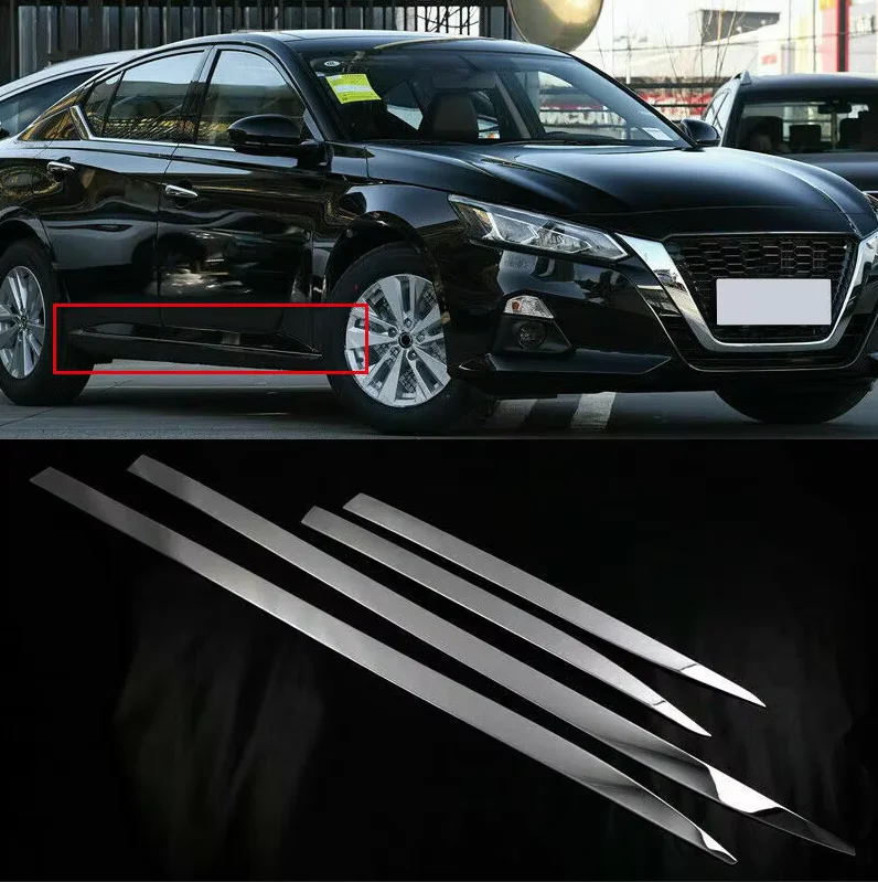 for nissan altima 2019 2020 21 2022 steel chrome body bottom sill cover molding trim 4pc car modification auto parts for nissan altima 2019 2020 21 2022 steel chrome body bottom sill cover molding trim 4pc car modification auto parts