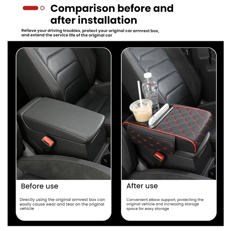 pu leather car center console storage height pad with cup holder, phone card slot, dual pockets or no pocket storage pu leather car center console storage height pad with cup holder, phone card slot, dual pockets or no pocket storage