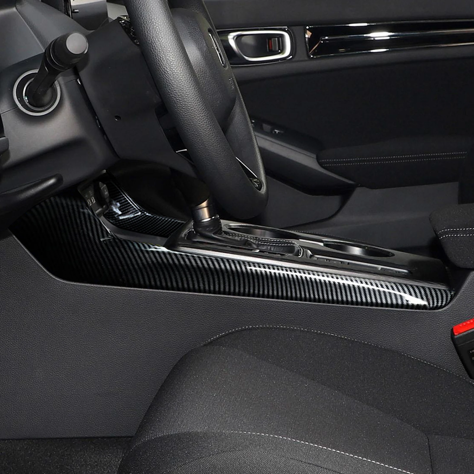 for honda civic 11th gen (2022 2026) car center console side decorative strips cover panel, carbon fiber abs interior sticker for honda civic 11th gen (2022 2026) car center console side decorative strips cover panel, carbon fiber abs interior sticker