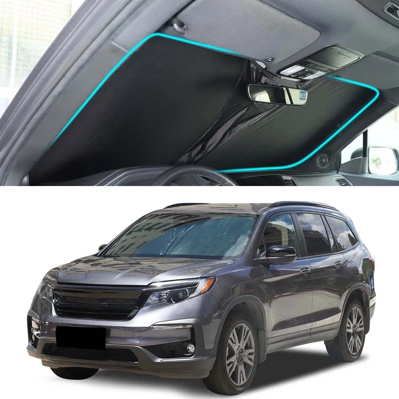 for honda pilot front glass sunshade car front glass sunshade anti uv anti sunshine black 1pcs (memory wire model) 2016 2022 for honda pilot front glass sunshade car front glass sunshade anti uv anti sunshine black 1pcs (memory wire model) 2016 2022