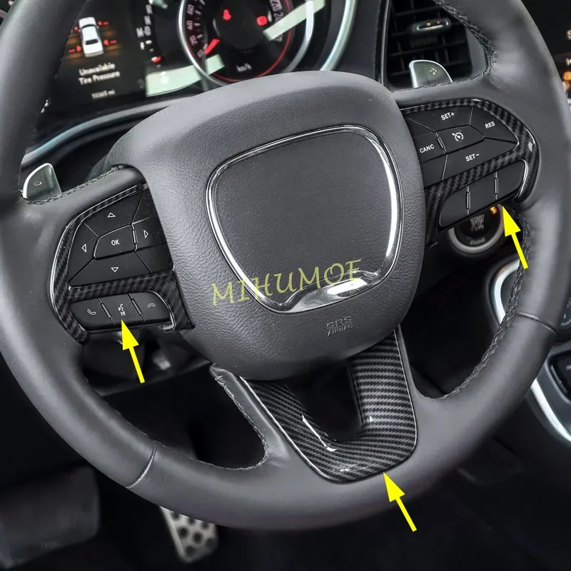for dodge charger challenger 2015 2023 durango 2014 2025 car steering wheel decoration panel trim carbon fiber style for dodge charger challenger 2015 2023 durango 2014 2025 car steering wheel decoration panel trim carbon fiber style