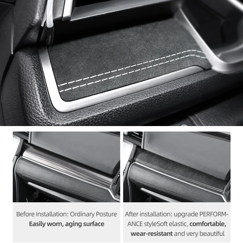 for honda civic 10th gen 2016 2021 made of suede dashboard panel instrument cover trim sticker car interior tuning for honda civic 10th gen 2016 2021 made of suede dashboard panel instrument cover trim sticker car interior tuning