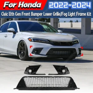 for honda civic 11th gen 2022 2023 2024 front bumper lower grille left and right fog light frame car body modification kit