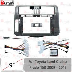 car radio fascias frame for toyota land cruiser prado 150 2009 2013 9 inch 2din stereo panel harness wire power cable canbus