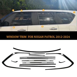 fit for nissan patrol y62 armada 2017 2024 stainless steel black exterior window molding strip sill side cover trim