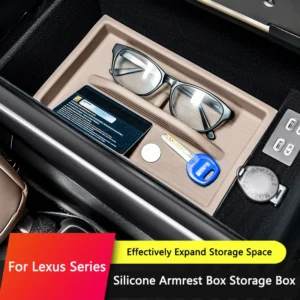 qhcp car armrest storage box silicone central armrest storage box organizer fit for lexus nx 22 25 rx 23 25 es 18 25 accessories