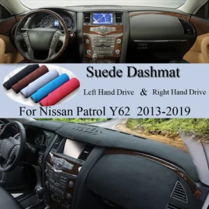 for nissan patrol y62 2013 2014 2015 2016 2017 2018 2019 suede leather dashmat dash mat cover dashboard pad carpet car accessory
