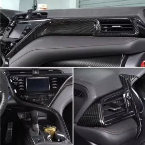 lhd for toyota camry xv70 70 2018 2023 carbon car central control console trim strip cover sticker accessories