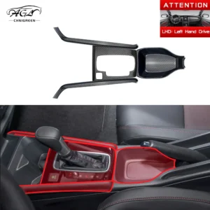 abs carbon fiber color auto gear shift panel cover side decorative trim for lhd honda city 2020 2021 2022 2023 2024