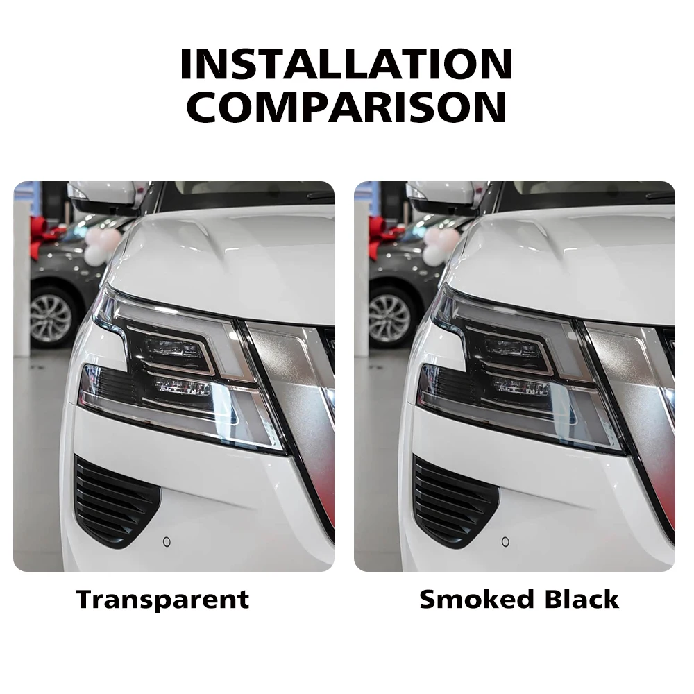 high gloss smoke black tpu headlight ppf for nissan patrol y63 y62 2015 2026 pre cut anti scratch protective film vinyl wrap kit high gloss smoke black tpu headlight ppf for nissan patrol y63 y62 2015 2026 pre cut anti scratch protective film vinyl wrap kit