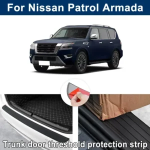 car trunk sill anti scratch guard strip for nissan patrol armada rear bumper rubber protector decorative cover sticker