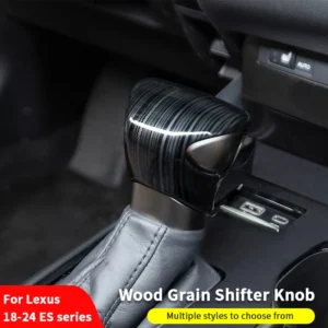 qhcp car wood grain gear shift knob cover abs knob handle head decorative covers interior accessories fit for lexus es 2018 2024