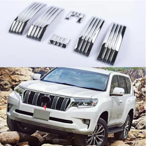 abs chrome front grille grill shinny decoration trims for toyota land cruiser prado 150 fj150 2018 2019 2020 accessories 6pcs