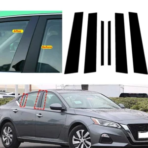 6pcs fit for nissan altima 2019 2020 2021 gloss black window trim pillar post door cover b c column sticker decoration set