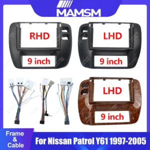 for nissan patrol y61 1997 2005 9 inch 2din car radio fascia auto stereo audio player panel dash kit frame center console holder