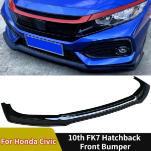 for honda civic 10th fk7 hatchback si car front bumper 3pcs gr style lip spoiler for 2016 2021 2&4 door carbon fiber style