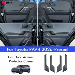 4pcs car door armrest protector covers for toyota rav4 2026 carbonfiber color abs door inside handle panel cover rav4 decoration