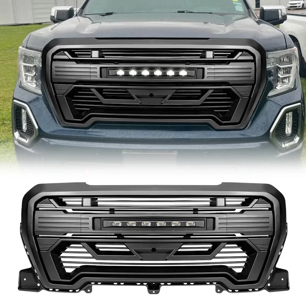 for 2019 2020 2021 gmc sierra 1500 1pcs front center grill car styling front black armor grille bumper grill w/offroad light for 2019 2020 2021 gmc sierra 1500 1pcs front center grill car styling front black armor grille bumper grill w/offroad light