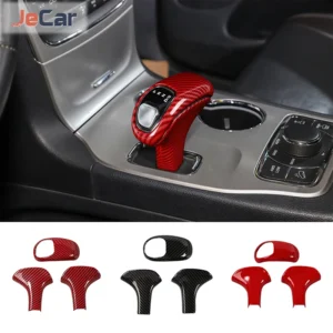 jecar car gear shift knob lever head decoration cover stickers for jeep grand cherokee 2014 2015 abs interior accessories