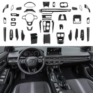 for honda civic 11th gen (2022 2026) accessories, steering wheel trim, center console gear shift panel ,carbon fiber abs sticker