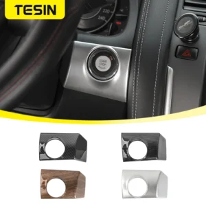 tesin car engine start stop button cover trim frame stickers parts for nissan patrol y62 2017 up interior mouldings accessories